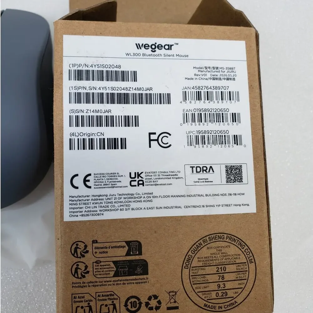 Wegear WL300 Bluetooth Silent Wireless Mouse - Ergonomic Grey Optical Mouse